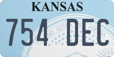 KS license plate 754DEC