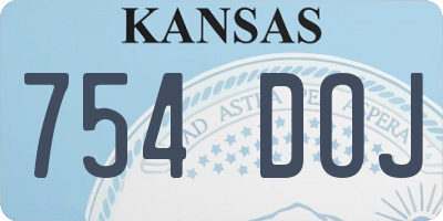 KS license plate 754DOJ