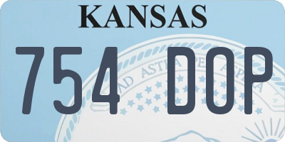 KS license plate 754DOP