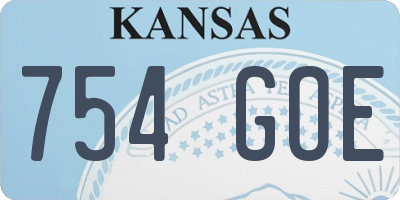KS license plate 754GOE