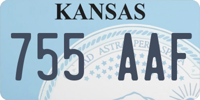 KS license plate 755AAF