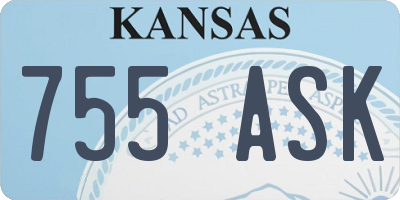 KS license plate 755ASK
