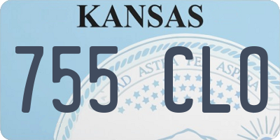 KS license plate 755CLO