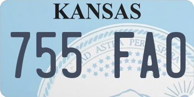 KS license plate 755FAO