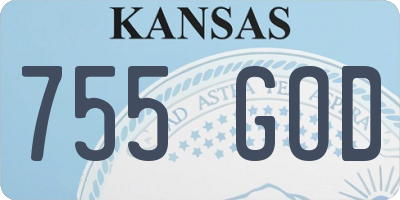 KS license plate 755GOD