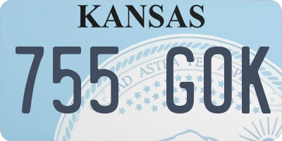 KS license plate 755GOK