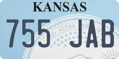 KS license plate 755JAB