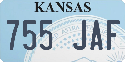 KS license plate 755JAF