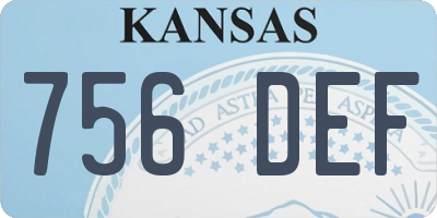 KS license plate 756DEF