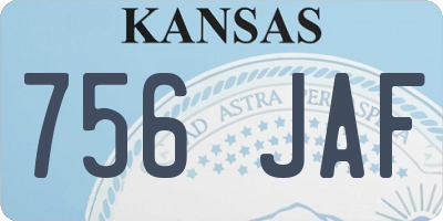 KS license plate 756JAF