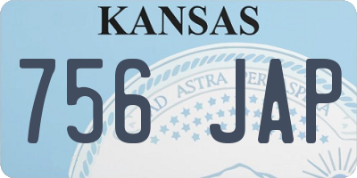 KS license plate 756JAP