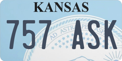 KS license plate 757ASK
