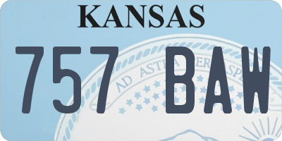 KS license plate 757BAW