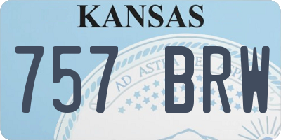 KS license plate 757BRW