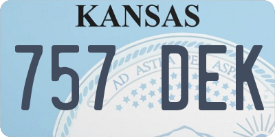KS license plate 757DEK