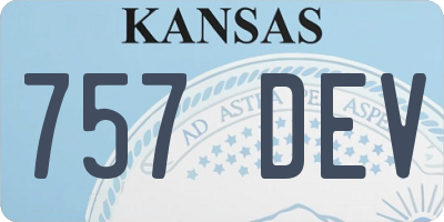 KS license plate 757DEV