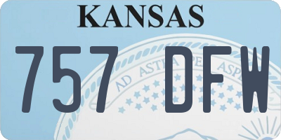 KS license plate 757DFW