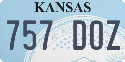 KS license plate 757DOZ