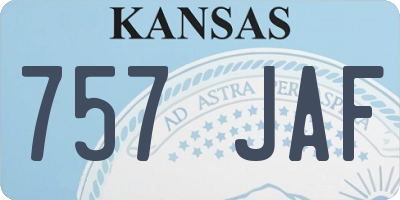 KS license plate 757JAF