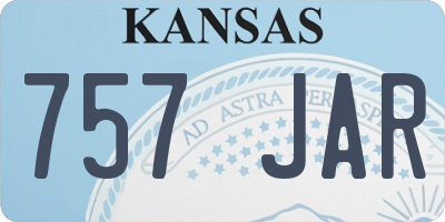 KS license plate 757JAR