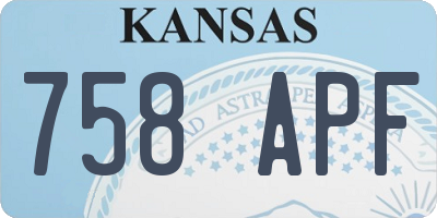 KS license plate 758APF