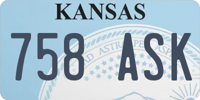 KS license plate 758ASK
