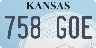 KS license plate 758GOE