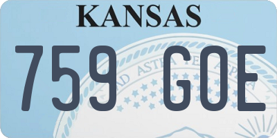 KS license plate 759GOE