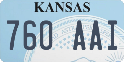 KS license plate 760AAI