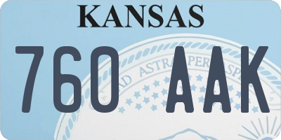 KS license plate 760AAK