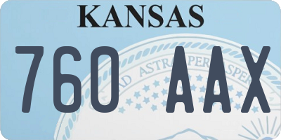 KS license plate 760AAX