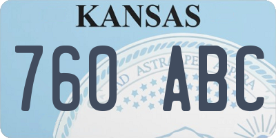 KS license plate 760ABC