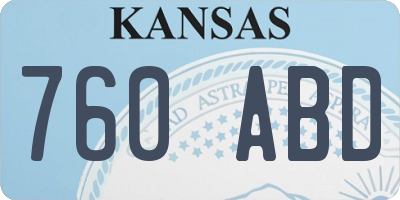 KS license plate 760ABD