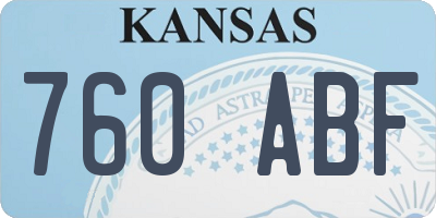 KS license plate 760ABF