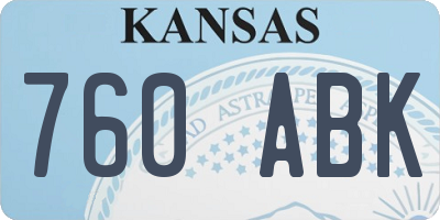KS license plate 760ABK