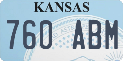 KS license plate 760ABM