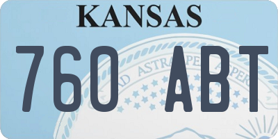 KS license plate 760ABT