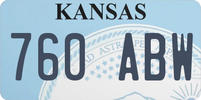 KS license plate 760ABW