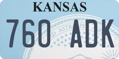 KS license plate 760ADK