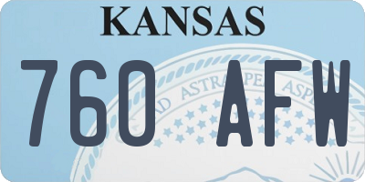 KS license plate 760AFW