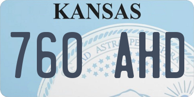 KS license plate 760AHD