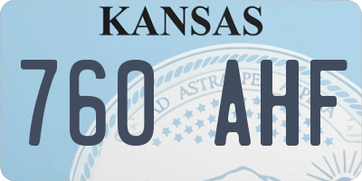 KS license plate 760AHF