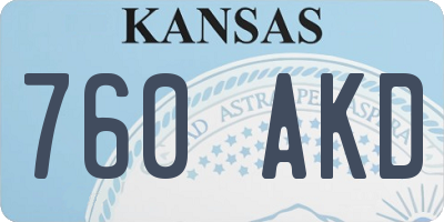 KS license plate 760AKD
