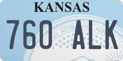 KS license plate 760ALK