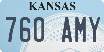 KS license plate 760AMY