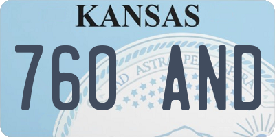 KS license plate 760AND