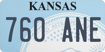KS license plate 760ANE