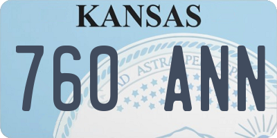 KS license plate 760ANN