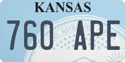 KS license plate 760APE