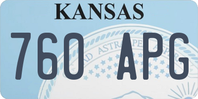 KS license plate 760APG